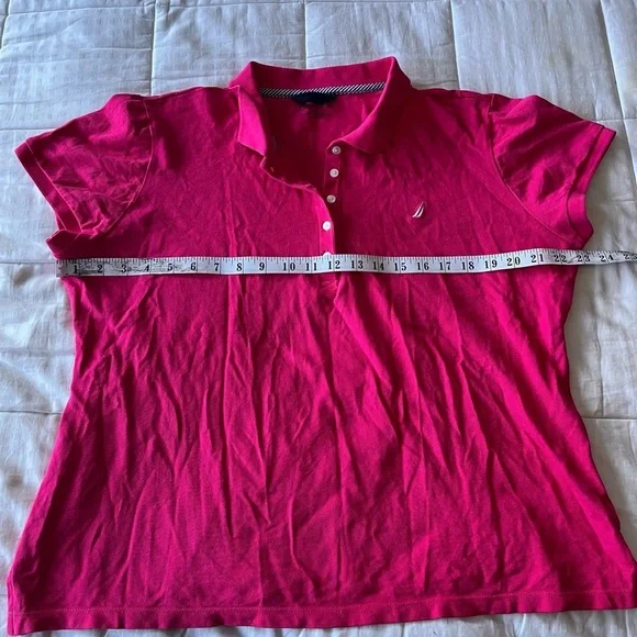 NWOT Nautica 5 Button Short Sleeve Breathable Cotton Polo Shirt 2XL Leis Pink - Picture 10 of 10